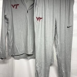 Grey and red virginia tech track suit